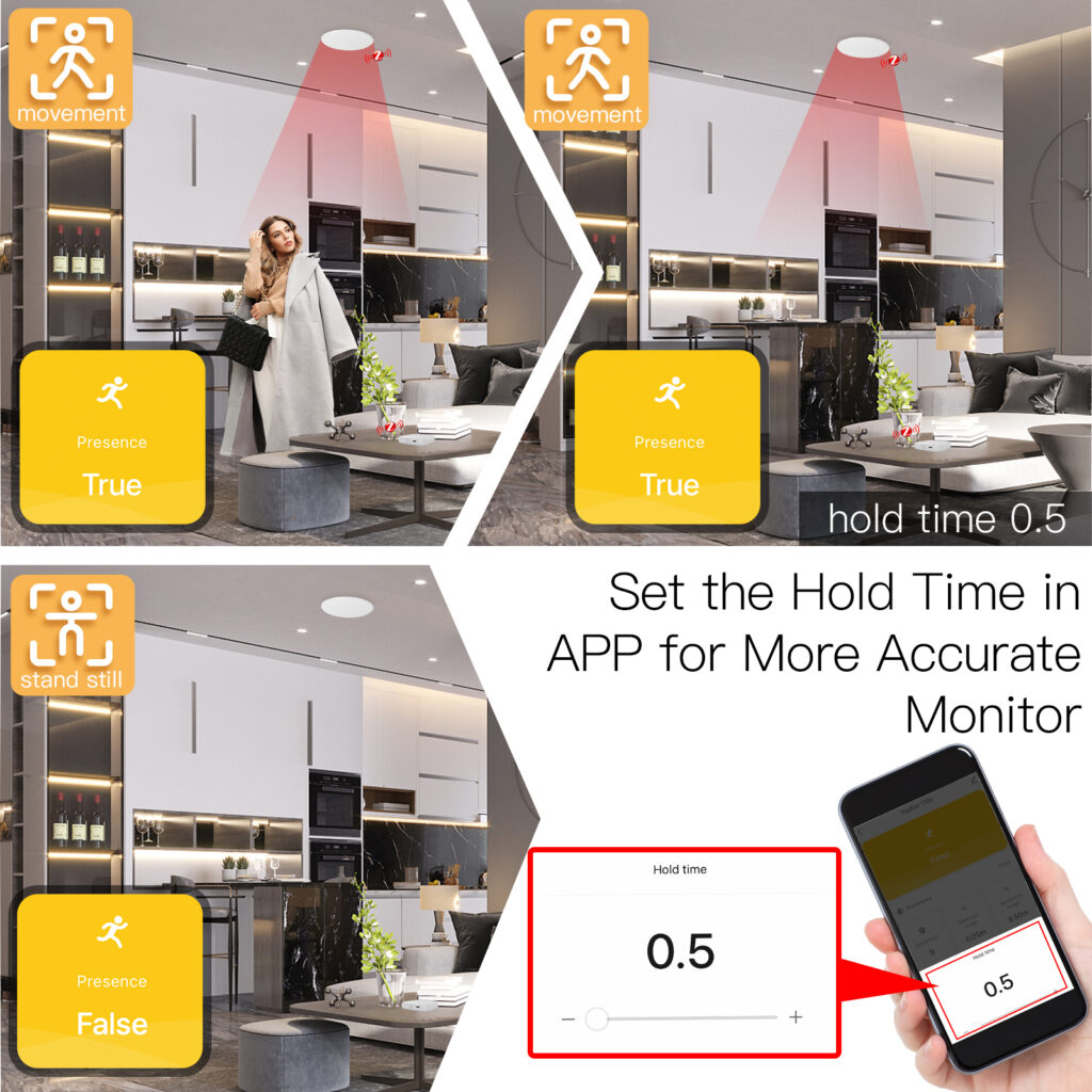 Configure el tiempo de retención del sensor de detección corporal en la aplicación para un monitoreo más preciso