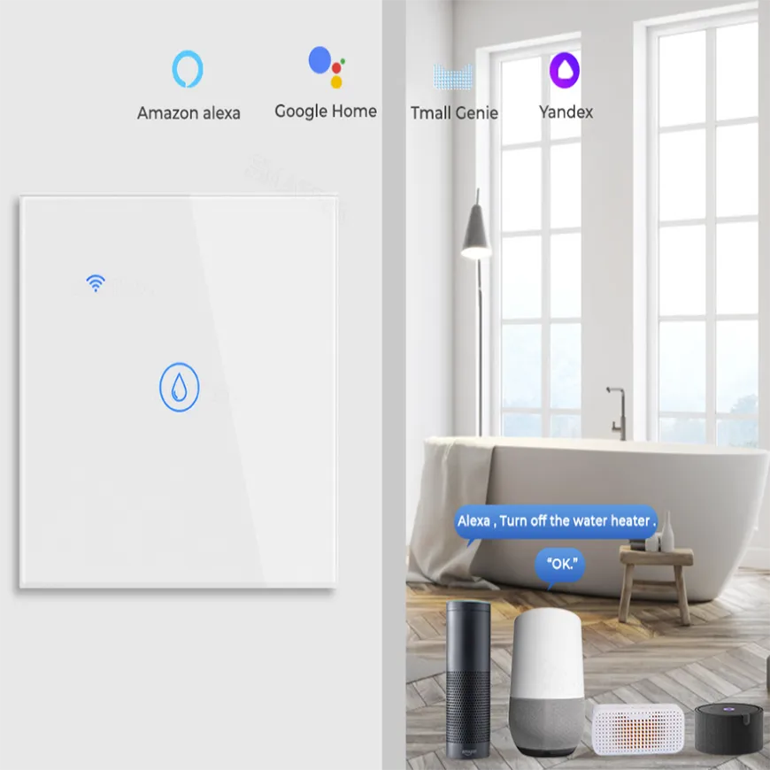 Control por voz: control manos libres del interruptor inteligente de su calentador de agua.