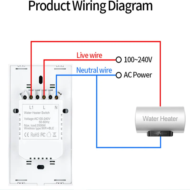 diagrama de cableado del interruptor del calentador de agua