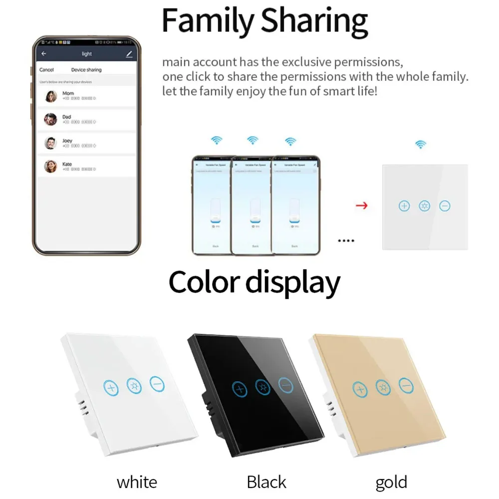 Atenuador interruptor de luz inteligente función de compartir familia