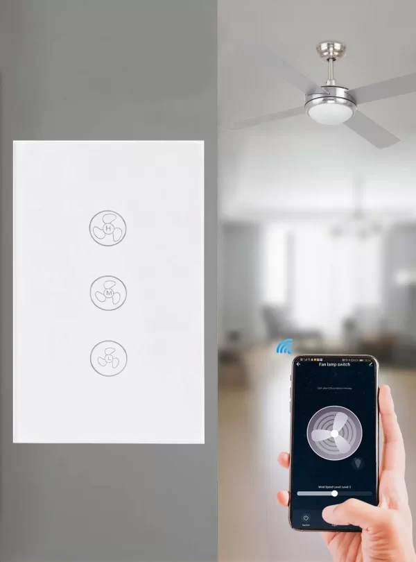 White smart ceiling fan switch