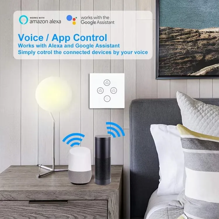 Función de control de voz inteligente del ventilador y del interruptor de luz.