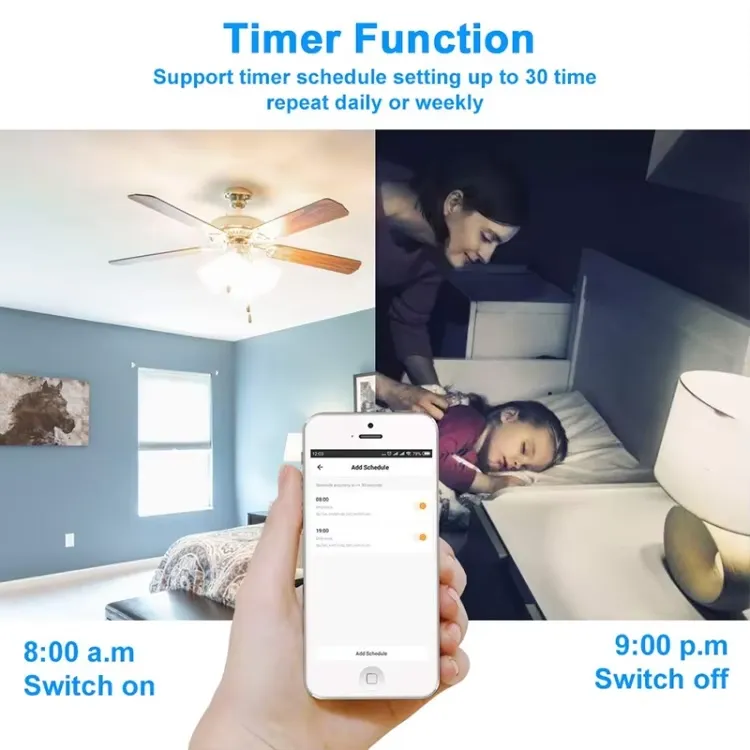 Función de temporizador de interruptor de luz de ventilador inteligente