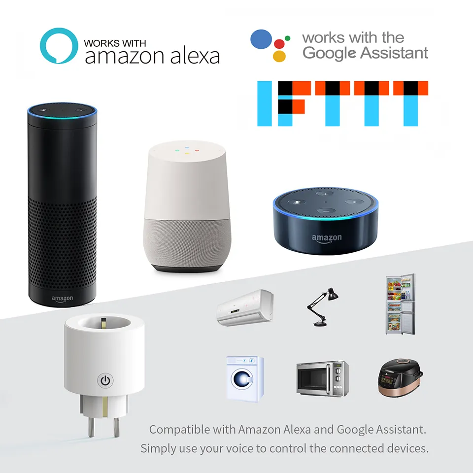 smart plug socket compatible with Amazon Alexa and Google Assistant