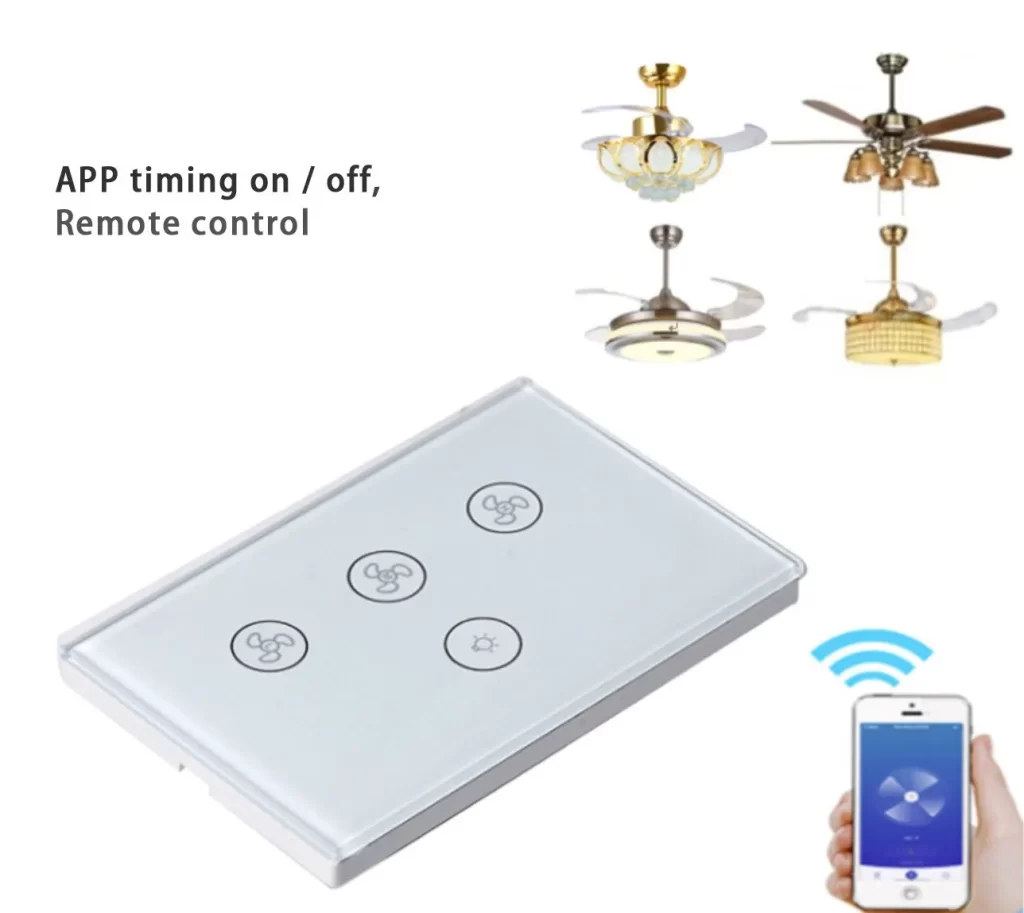 Función de control remoto de la aplicación de interruptor de luz y ventilador inteligente