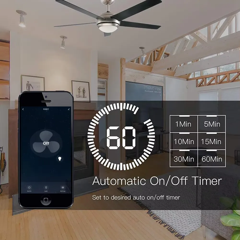 Configure el interruptor inteligente del ventilador y la luz para que se encienda y apague automáticamente