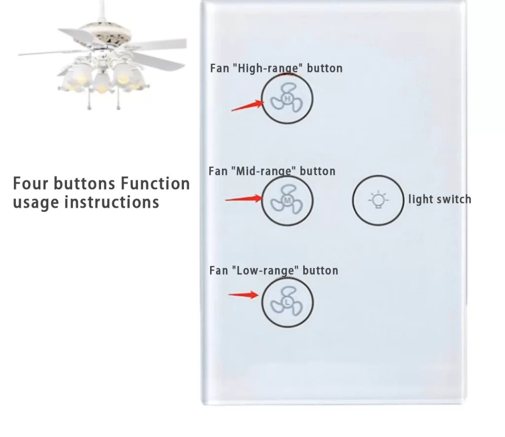 Introducción de funciones de los 4 botones del ventilador y interruptor inteligente de luz.