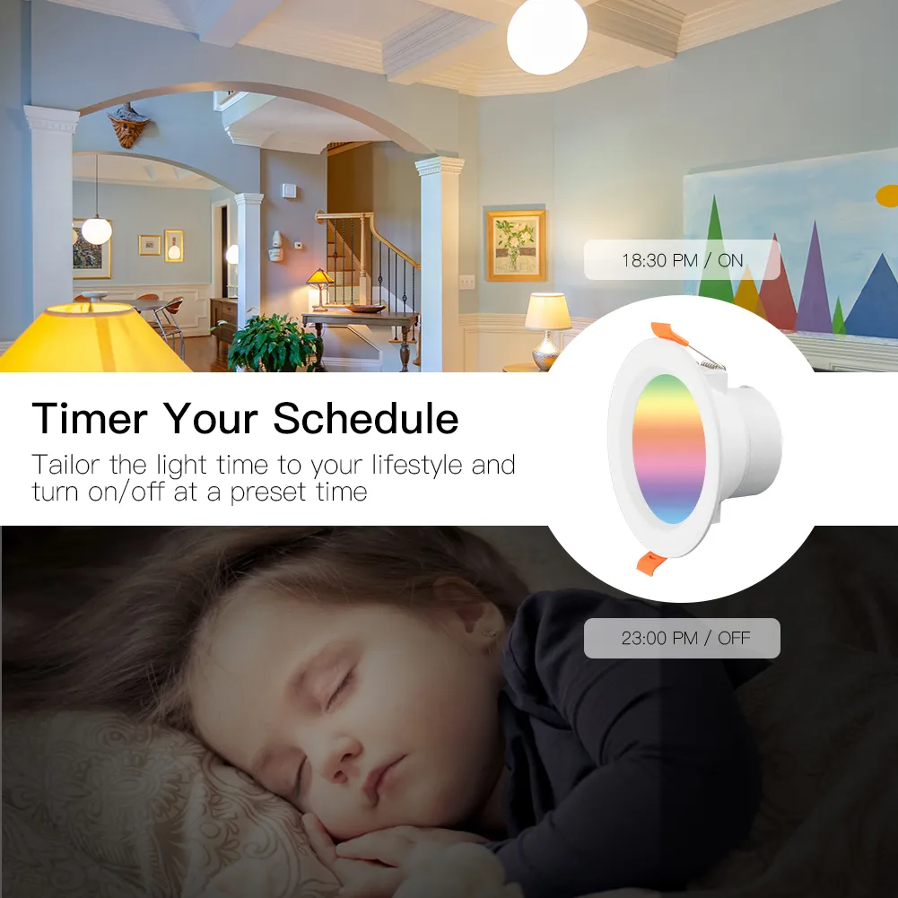 مصابيح LED ذكية للأسفل مع وظيفة الجدولة/المؤقت