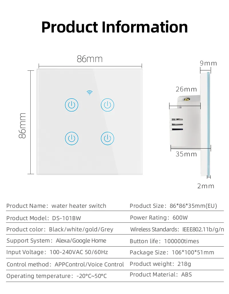Smart Touch Dimmer Switch specifications