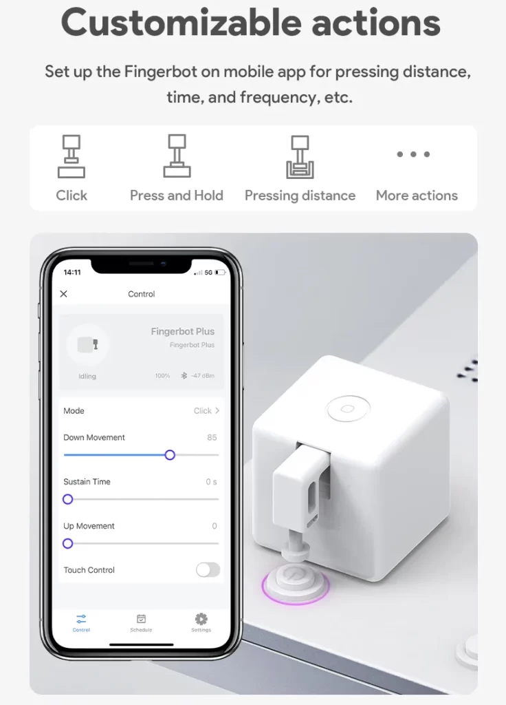 Fingerbot smart switch can customize the action