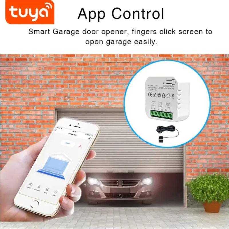 Open the garage with a finger click on the app via the garage door opener module
