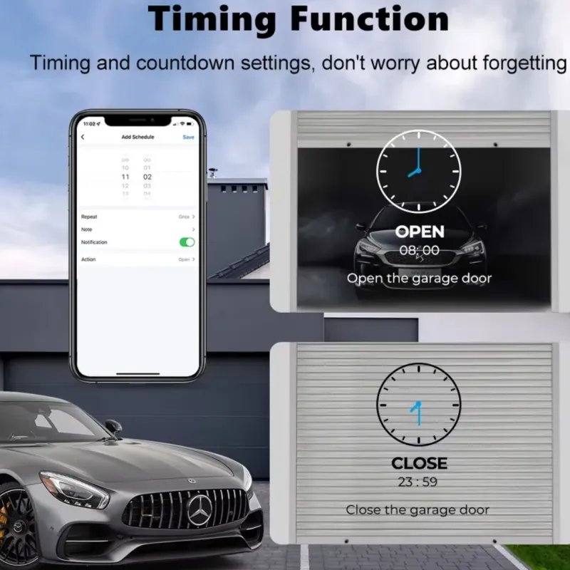 garage door opener module has timing function