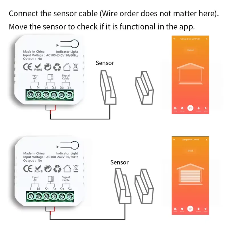 Connect the sensor cable to the garage door opener module to check if it’s working