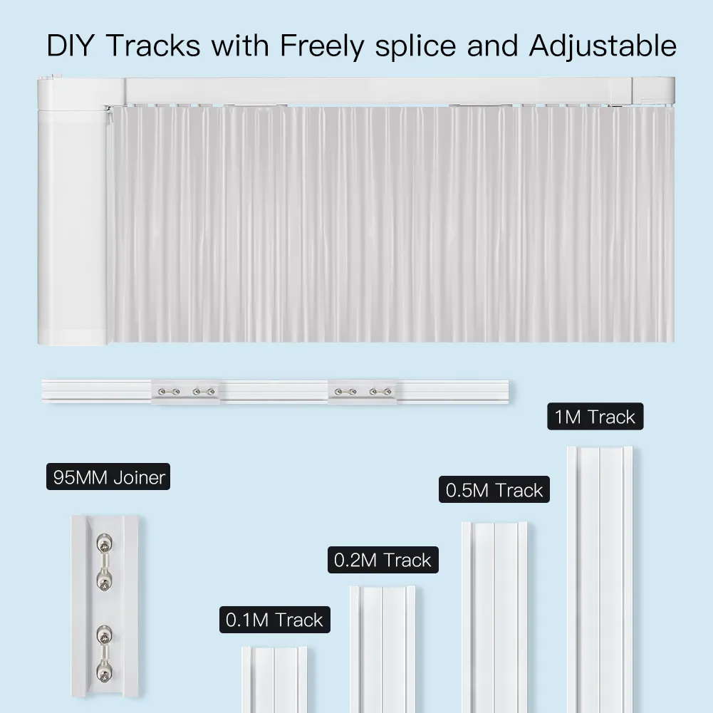 smart curtain track with freely splice and adjustable