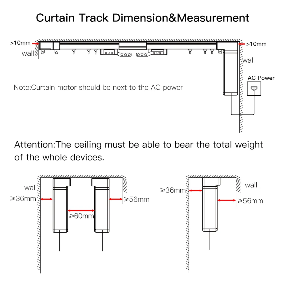 smart curtain track dimension and measurement