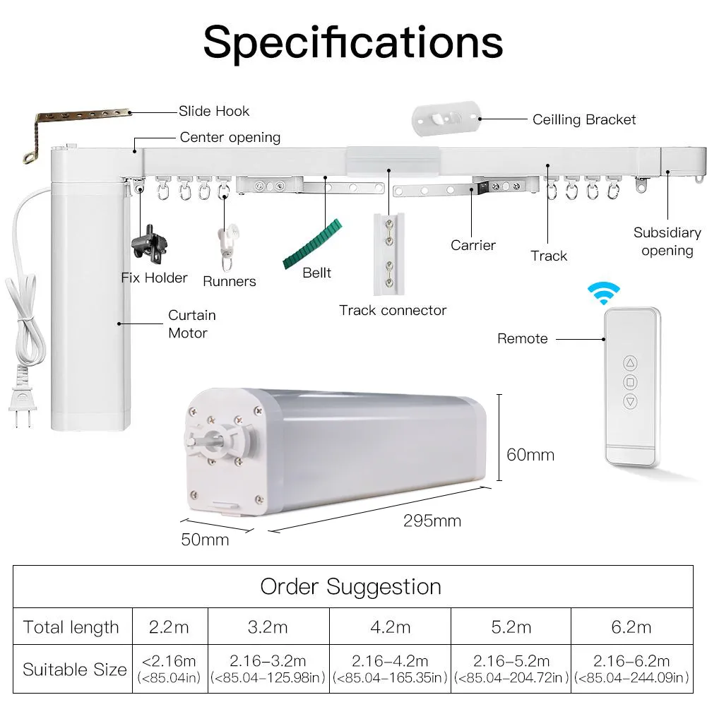 smart curtain track specifications