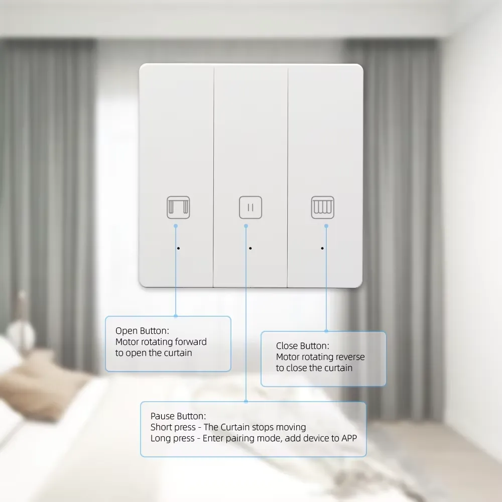button function description for the WiFi curtain switch