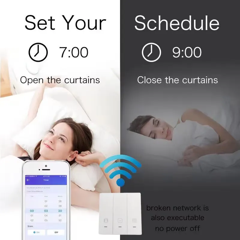 the timing function of WiFi curtain switch