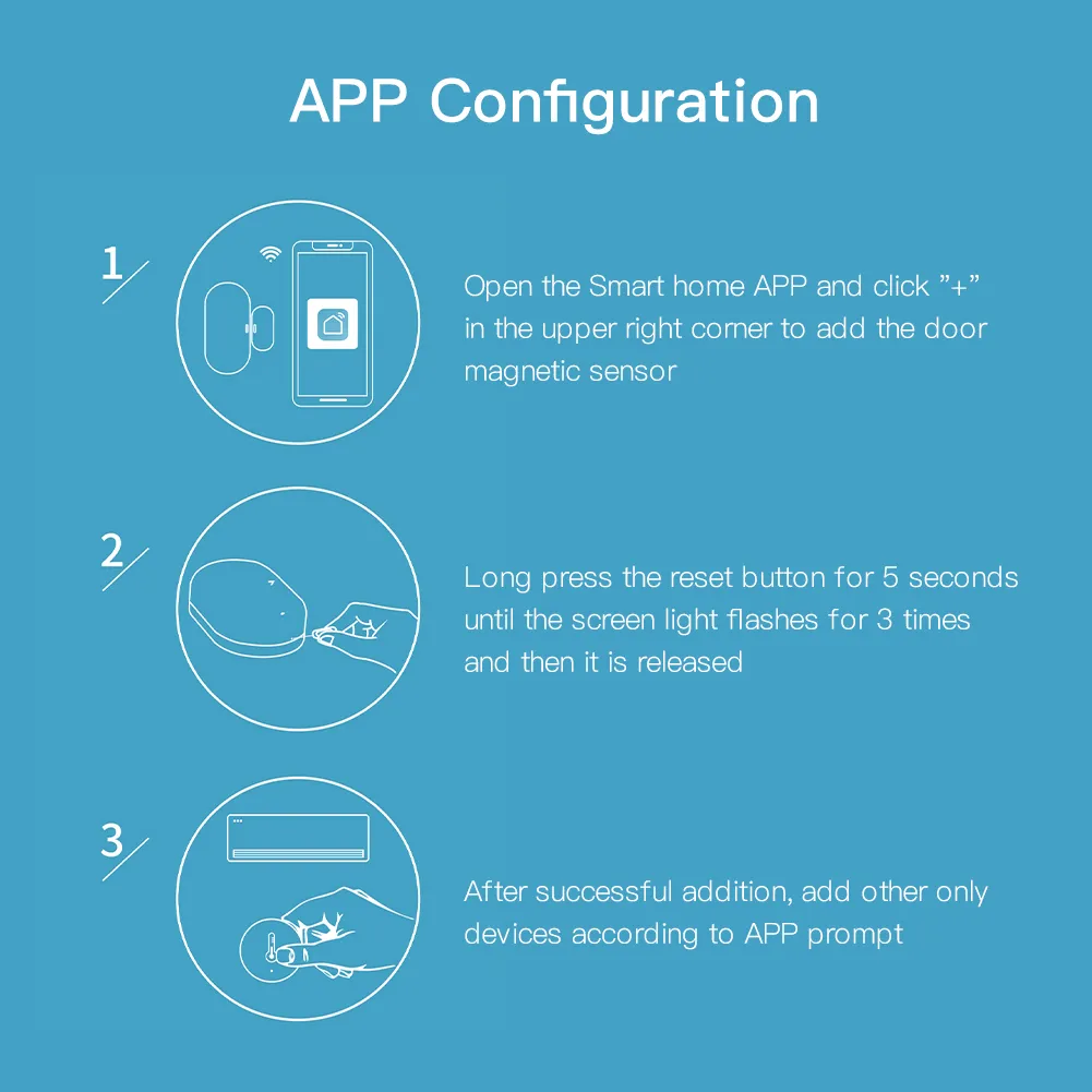 تكوين التطبيق لجهاز استشعار الباب والنوافذ