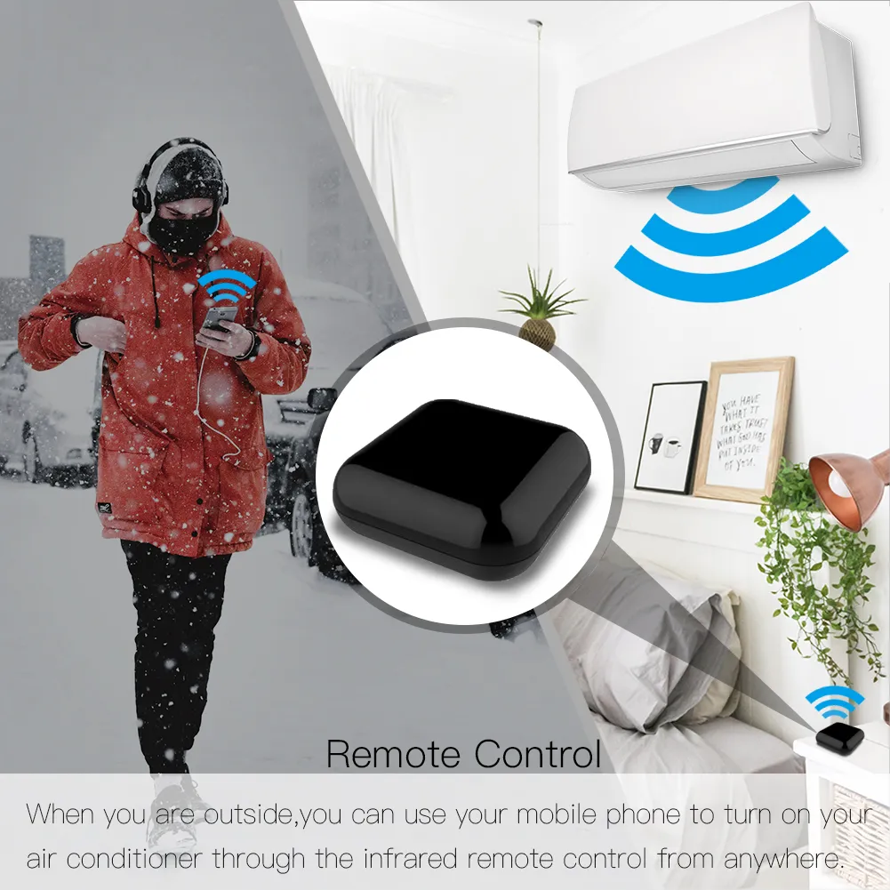 Remotely turn on the air conditioner at home using the IR RF control remote while you are outdoors