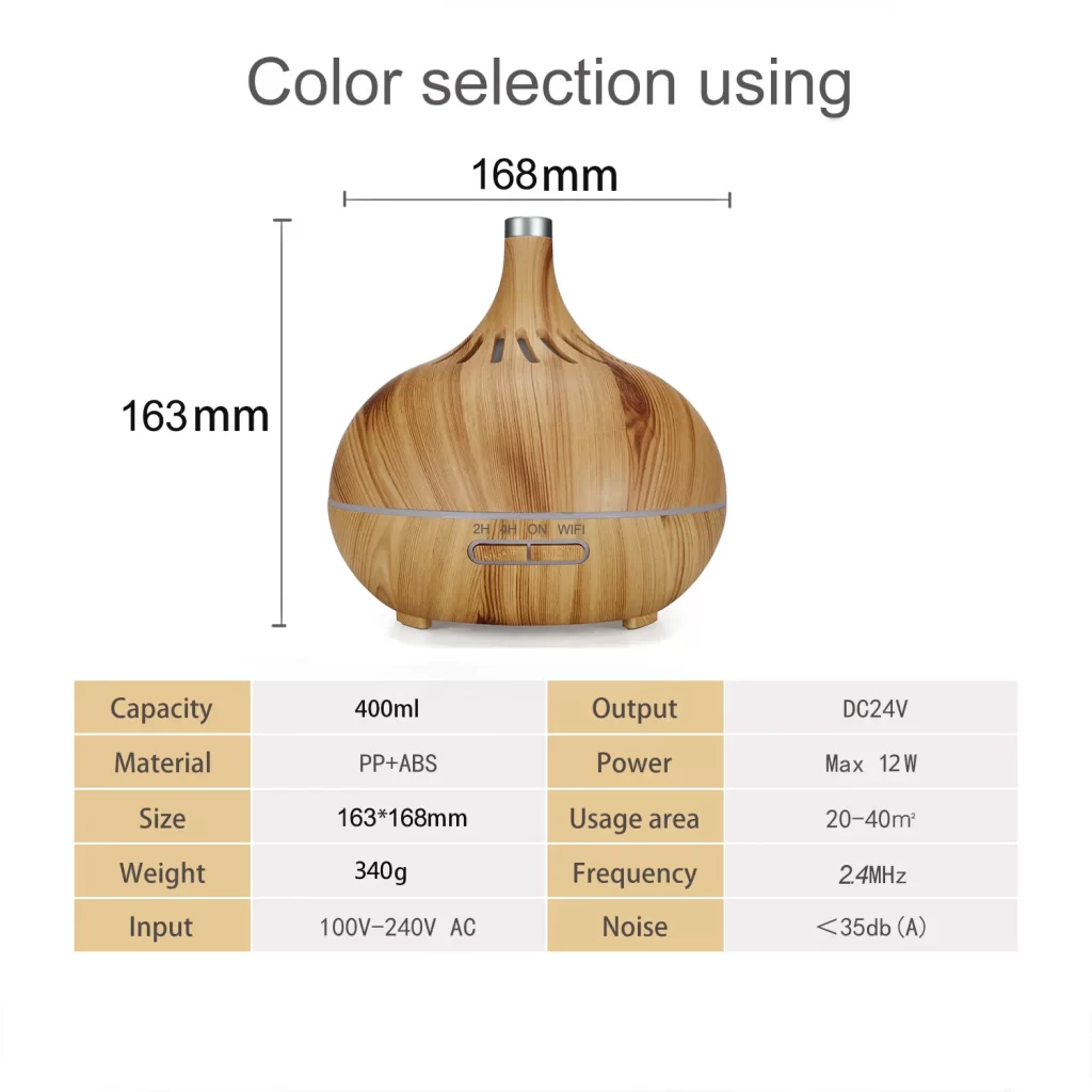 the specifications of smart WiFi aroma diffuser