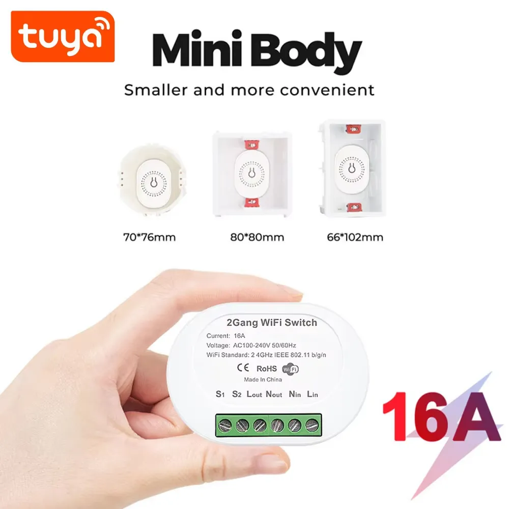 The WiFi smart switch module has a mini body