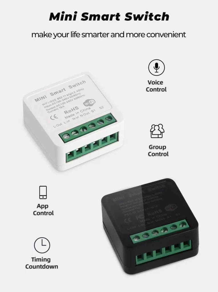 white and black WiFi smart switch module