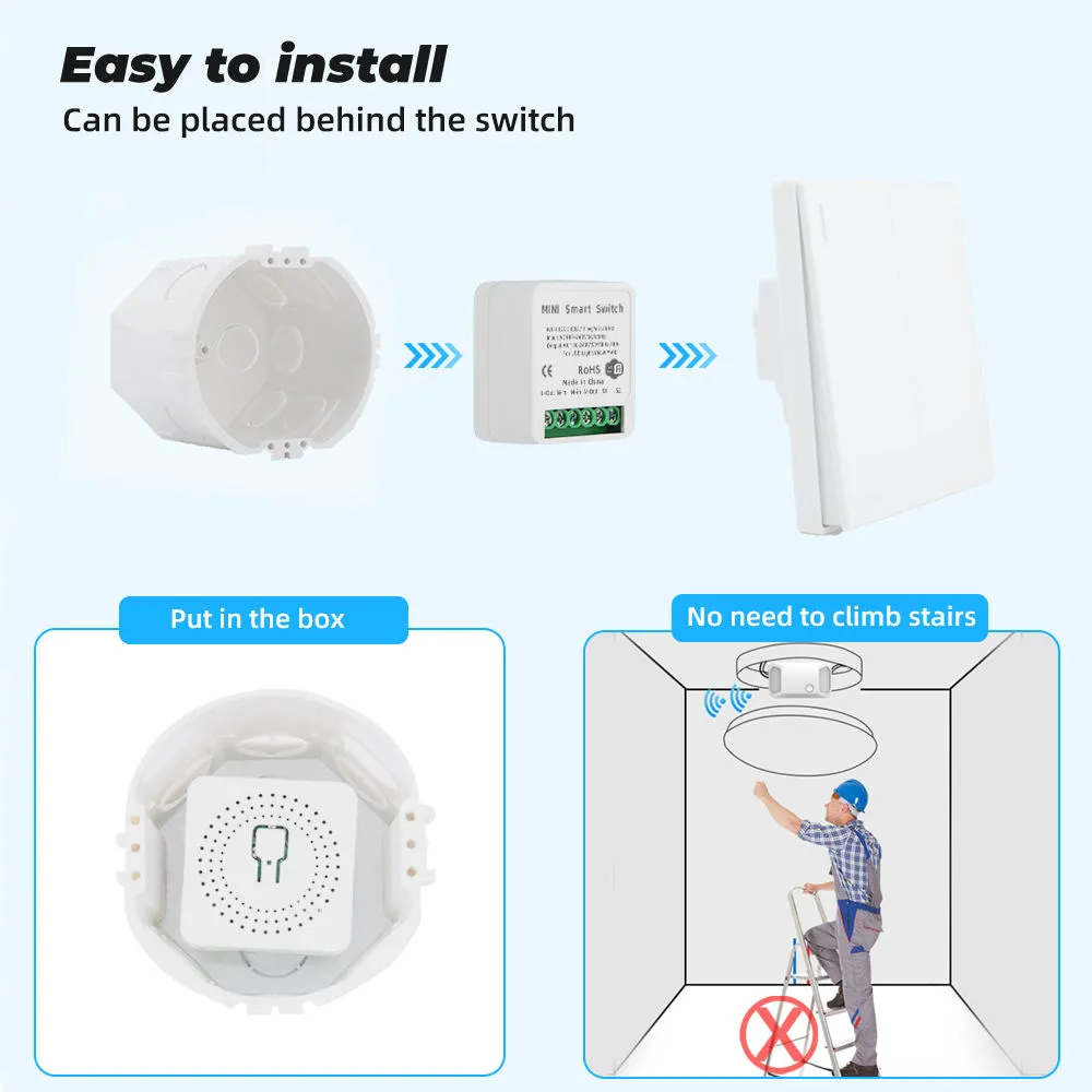 The smart modular switch is easy to install,can be placed behind the switch