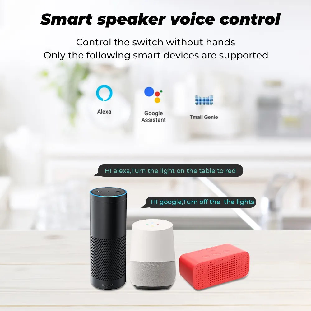 The WiFi smart modular switch can be remotely controlled by a voice assistant