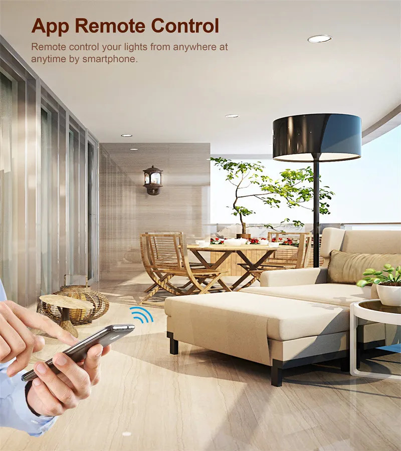 App remote control function of the dimmer switch module, allowing you to control your lights from anywhere at any time using a smartphone