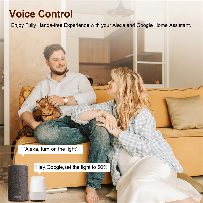 Voice control function of the dimmer switch module, allowing you to use commands like "Alexa, turn on the light"